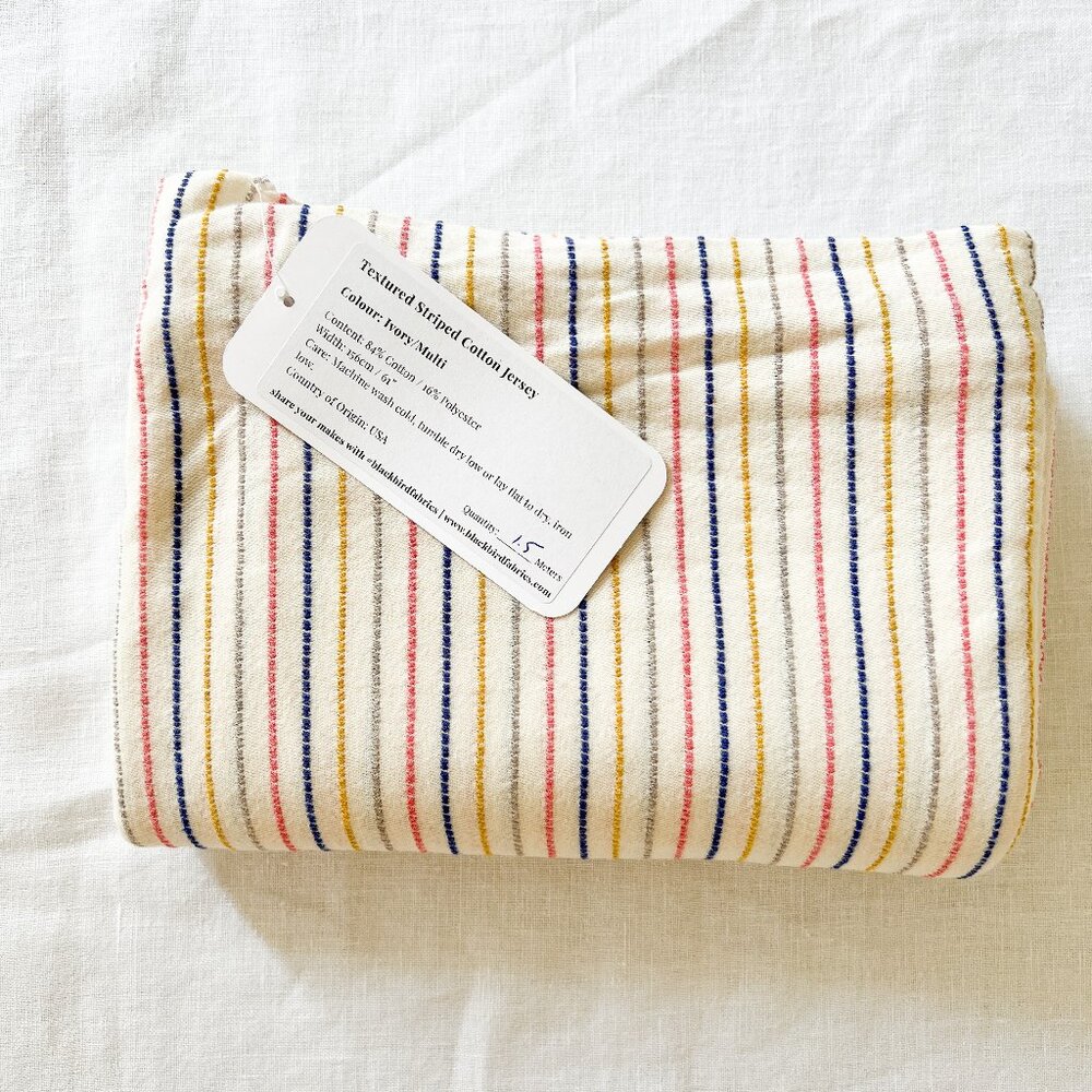 GARMENT Fabric - 1.5 m - *NEW - Textured Striped Cotton Jersey - Knit Fabric